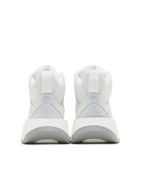 MM6 MAISON MARGIELA White And Grey Flare Runner High Top Sneakers