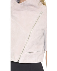 Yigal Azrouel Short Sleeve Cropped Suede Jacket