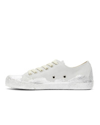Maison Margiela Grey And Silver Leather Paint Tabi Sneakers