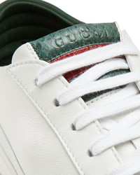 Gucci Leather Suede Lizard Low Top Sneaker White