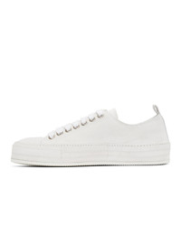 Ann Demeulemeester Off White Distressed Suede Sneakers