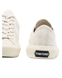 Tom Ford White Cambridge Suede Sneakers