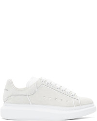 Alexander McQueen White Grey Suede Paneled Oversized Sneakers