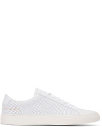 Common Projects White Perforated Suede Achilles Retro Low Sneakers