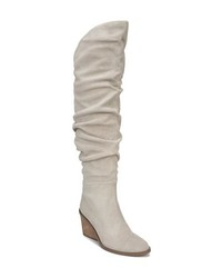 White Suede Over The Knee Boots
