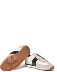 Tom Ford Leather And Suede Panelled Canvas Sneakers