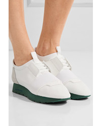 Balenciaga Race Runner Leather Mesh Suede And Neoprene Sneakers White