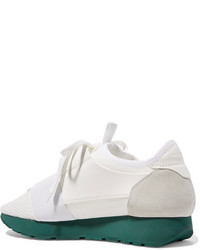 Balenciaga Race Runner Leather Mesh Suede And Neoprene Sneakers White