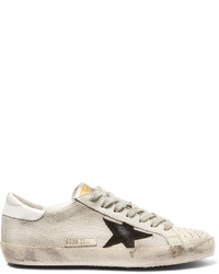 Golden Goose Deluxe Brand Superstar Distressed Mesh Leather And Suede Sneakers