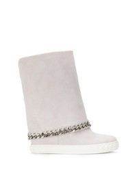 White Suede Wedge Ankle Boots