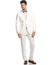 Perry Ellis White Linen Blend Suit Slim Fit