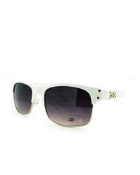 106Shades Dg Eyewear Sporty Narrow Lens Half Rim Sunglasses White