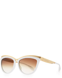Alexander McQueen Colorblock Cat Eye Sunglasses Whitegold