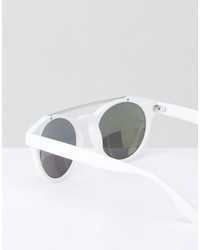Jeepers Peepers Round White Sunglasses With Purple Mirror Lens