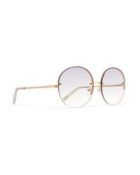 Le Specs Say My Name Round Frame Gold Tone Sunglasses