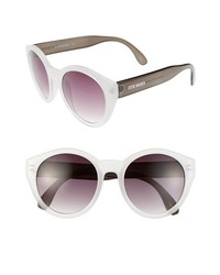 Steve Madden 49mm Round Oversized Sunglasses Frosty White One Size