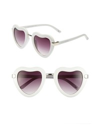 Steve Madden Heart 46mm Sunglasses White One Size