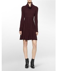 Calvin Klein Pleated Cowl Neck Sweater Dress