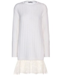 Valentino Lace Trimmed Virgin Wool And Cashmere Sweater Dress