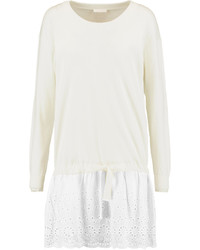 See by Chloe See By Chlo Broderie Anglaise Paneled Cotton Sweater Dress