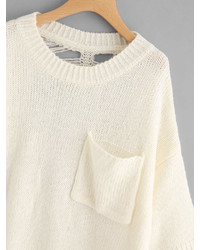 Romwe Single Pocket Laddering Back Sweater Dress