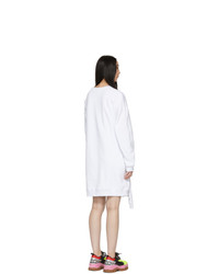 MSGM White Mini Logo Sweatshirt Dress