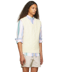 Polo Ralph Lauren Off White Aran Knit Wool Sweater Vest