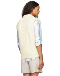 Polo Ralph Lauren Off White Aran Knit Wool Sweater Vest