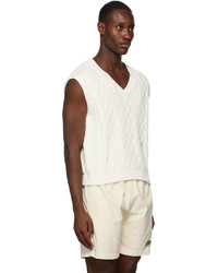 Sporty & Rich Off White Cotton Cable Knit Vest