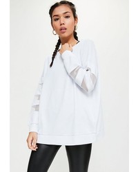 Missguided Active White Mesh Sleeve Sweatshirt