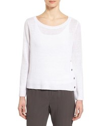Eileen Fisher Bateau Neck Organic Linen Sweater