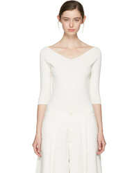 Studio Nicholson Ivory Off The Shoulder Pullover