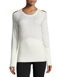 Yigal Azrouel Long Sleeve Cold Shoulder Sweater Ivory