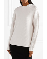 Michael Kors Michl Kors Collection Ribbed Cashmere Blend Sweater Cream