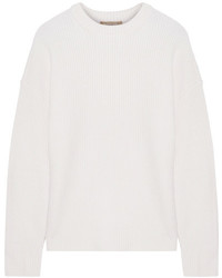 Michael Kors Michl Kors Collection Ribbed Cashmere Blend Sweater Cream