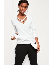 Missguided White Cross Front Sweatshirt