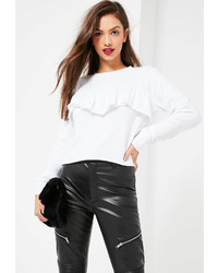 Missguided White Frill Front Sweatshirt