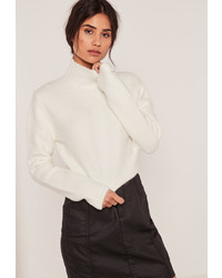 Missguided White Turtle Neck Fluffy Sweater
