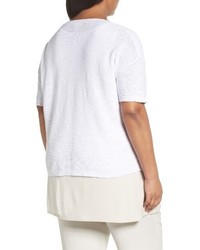 Eileen Fisher Plus Size Organic Linen Cotton Short Sweater