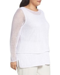 Eileen Fisher Plus Size Organic Linen Tiered Sweater