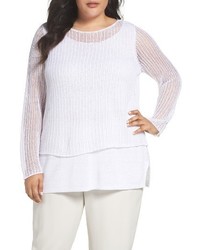 Eileen Fisher Plus Size Organic Linen Tiered Sweater