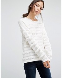 French Connection Pointelle Fringe Sweater