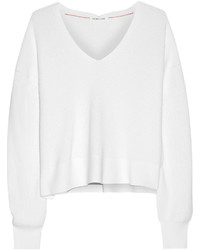 Helmut Lang Ribbed Cotton And Cashmere Blend Sweater Ivory