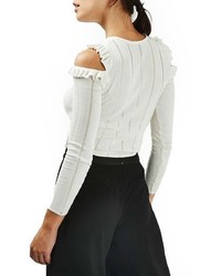 Topshop Ruffle Cold Shoulder Sweater