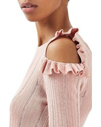 Topshop Ruffle Cold Shoulder Sweater