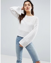 Asos Sweater In Crochet Mix Stitch With Wide Sleeve