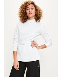 Missguided White Tie Detail Sweatshirt