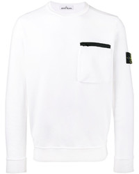 Stone Island White Zip Pocket Sweatshirt