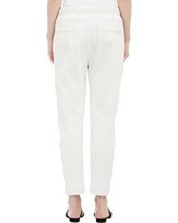 Helmut Lang Leather Accented Sweatpants White Size M