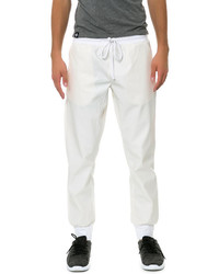 Love Is Earth The White Label Leather Joggers In White